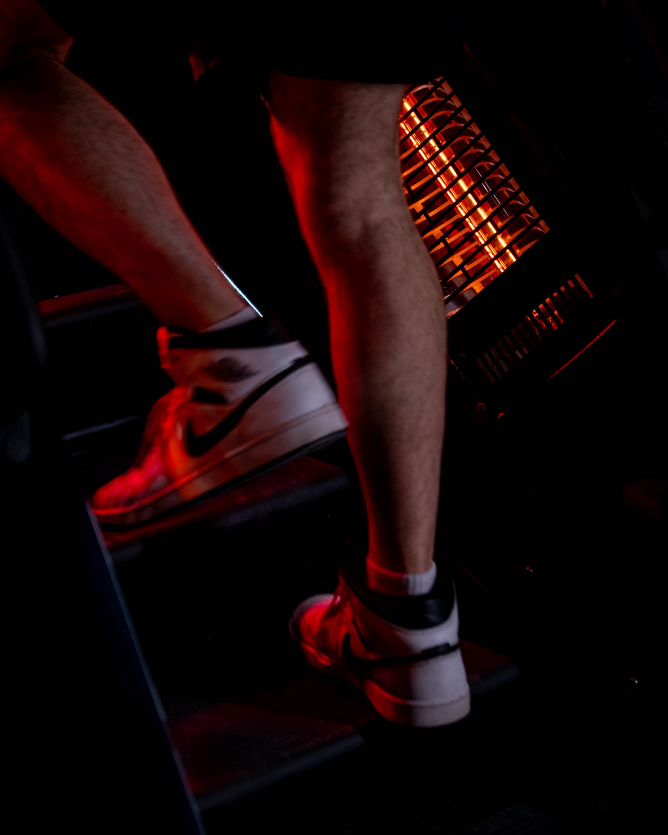 Detail of infrared heat panel during a session