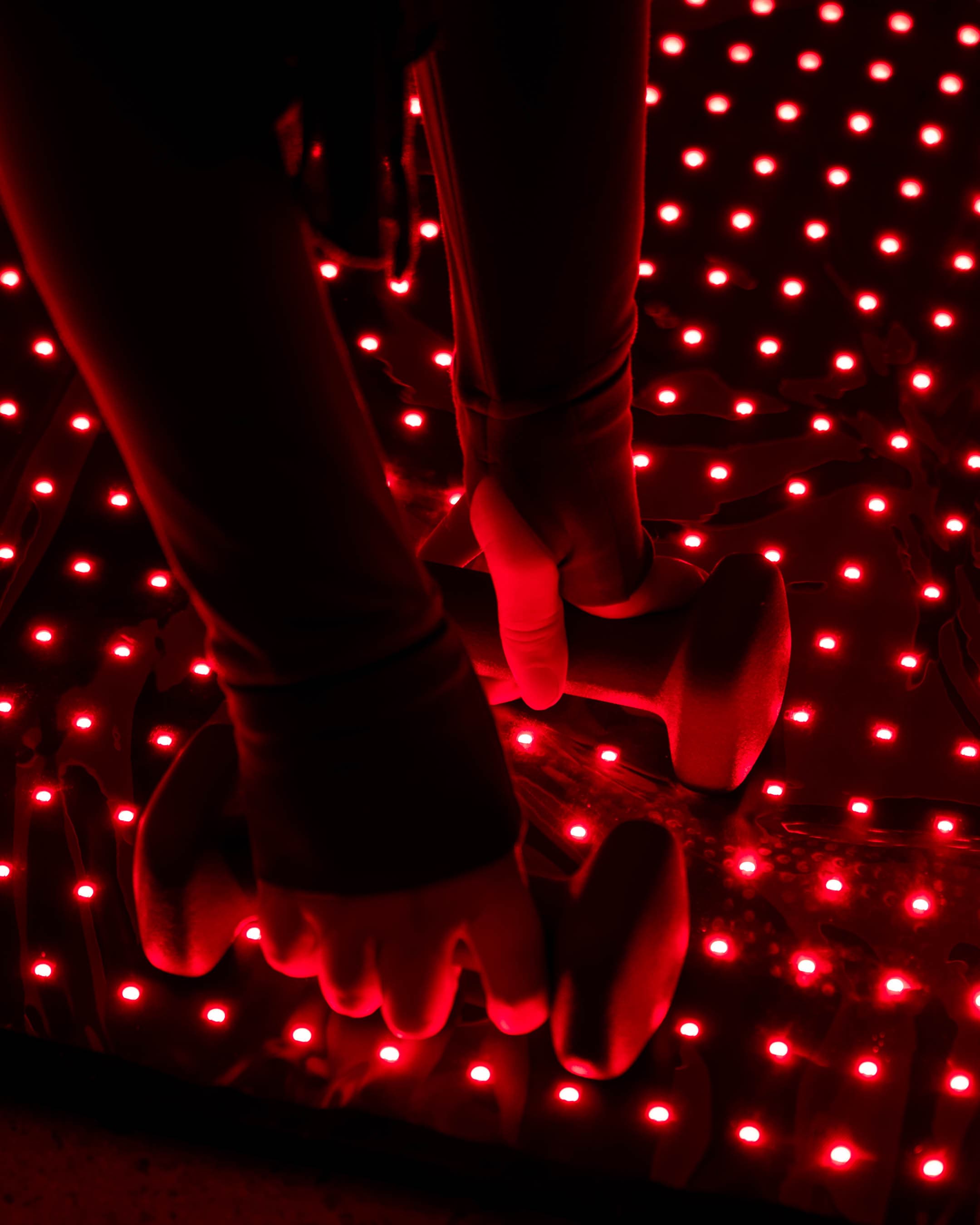 Close up of the red light therapy floor mat