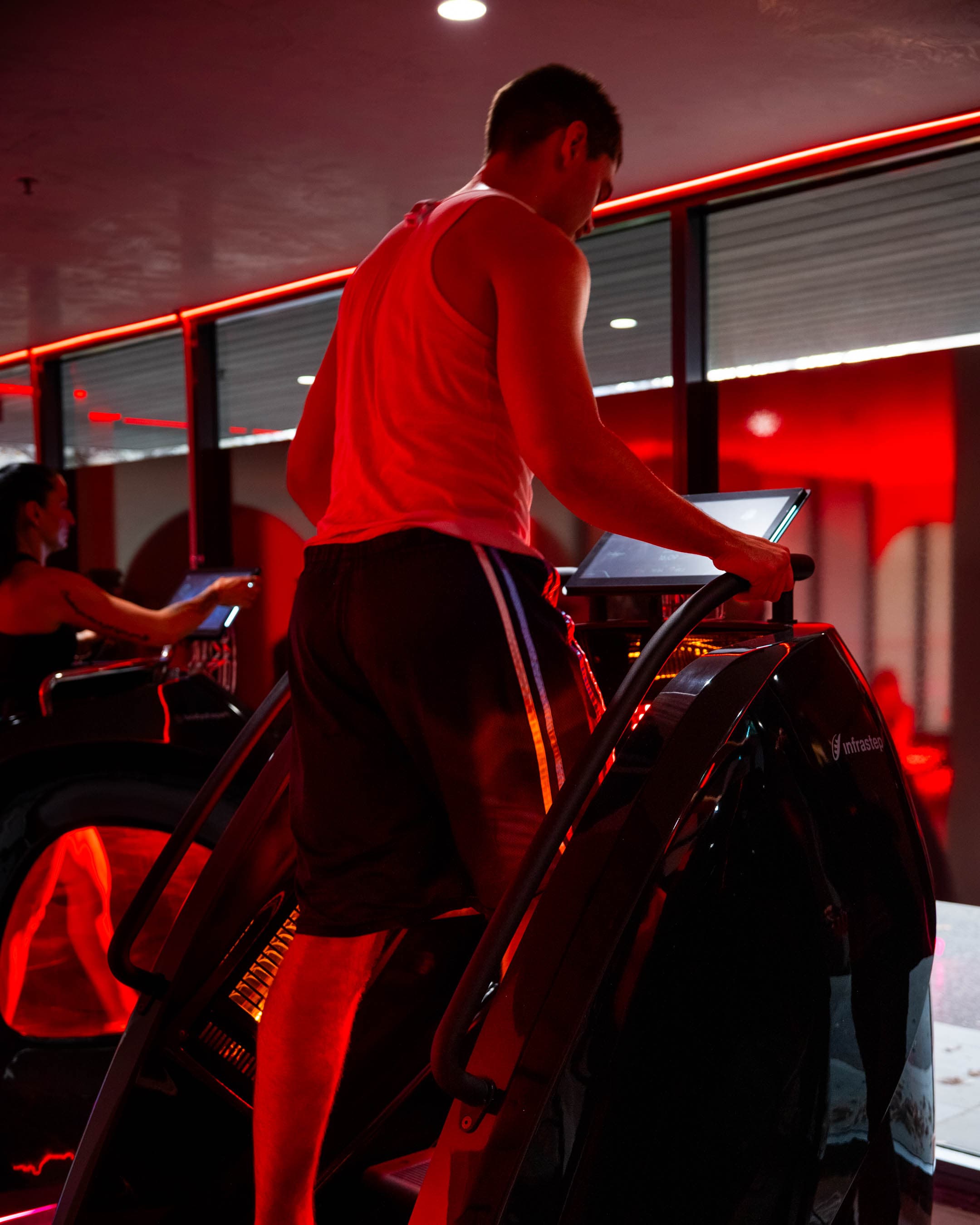Member training on the Infrared StairMaster